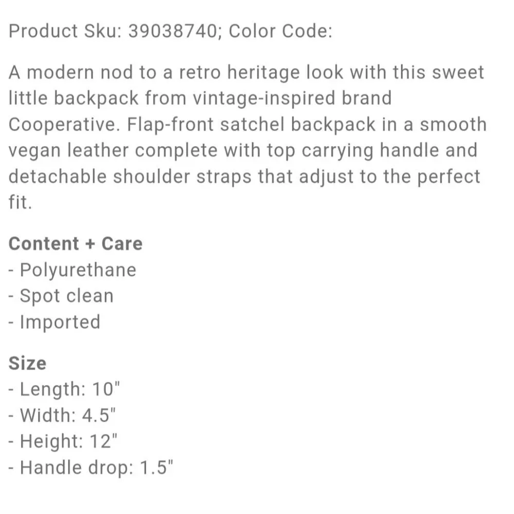 Urban Outfitters Black Backpack Bag Polyurethane